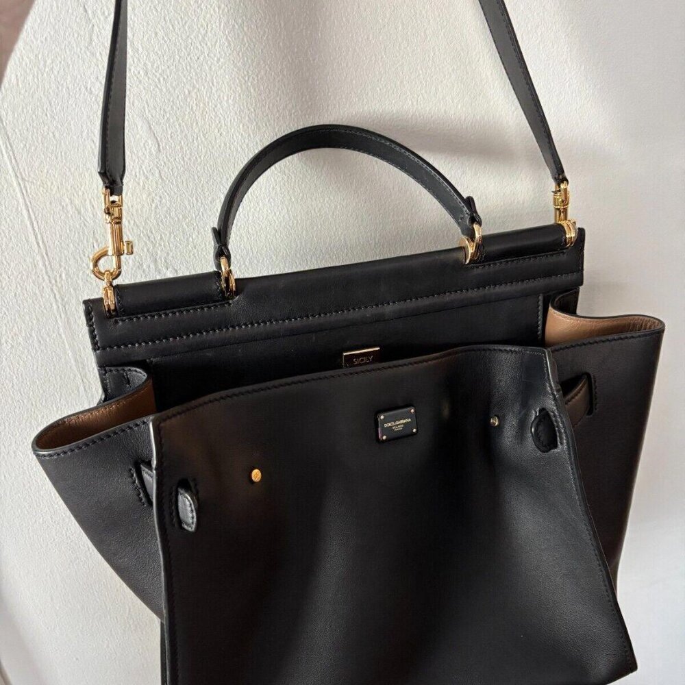 DOLCE & GABBANA SICILY 62 BLACK TOTE BAG - Picture 6 of 12
